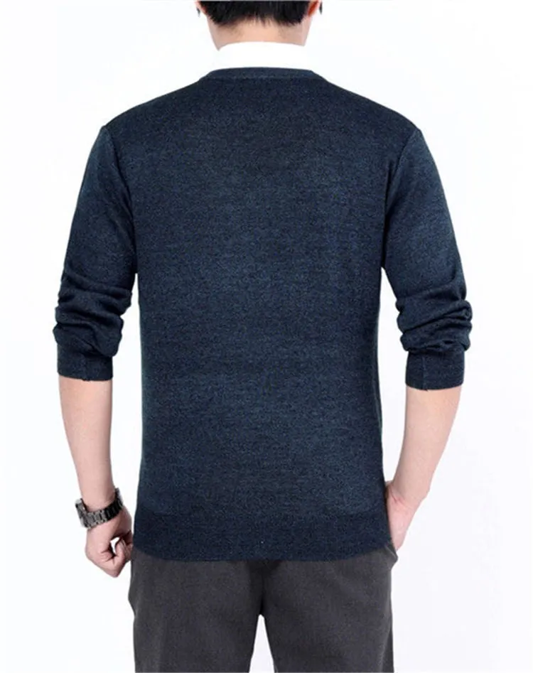 Men's Casual V-Neck Solid Color Sweater