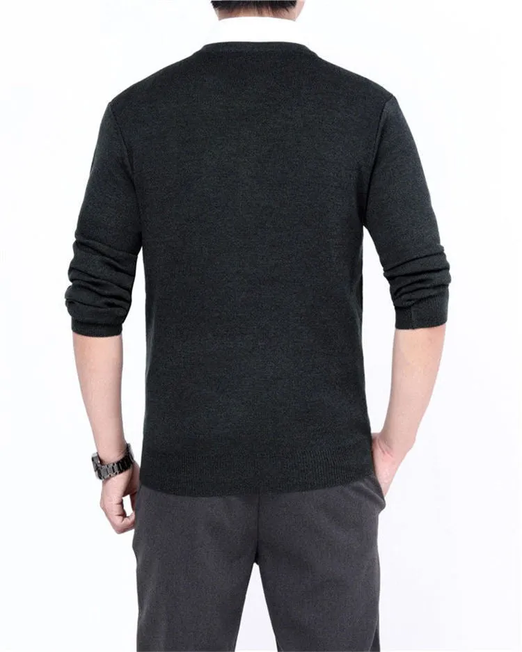 Men's Casual V-Neck Solid Color Sweater