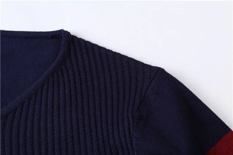 Men's Knitted Striped V-Neck Slim Fit Sweater