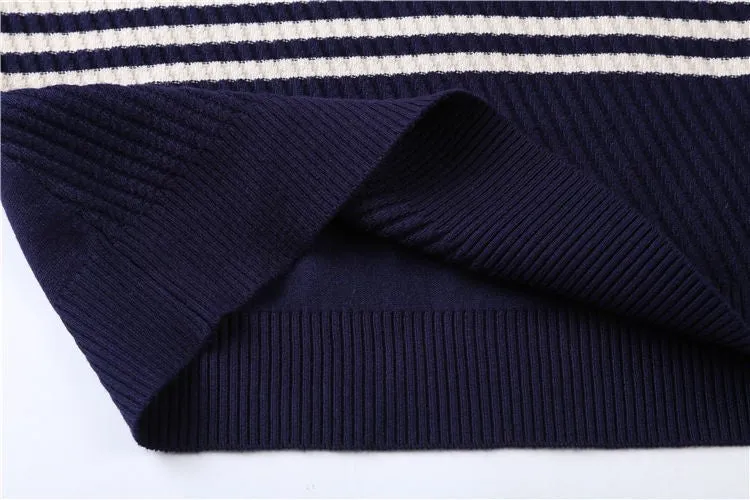 Men's Knitted Striped V-Neck Slim Fit Sweater