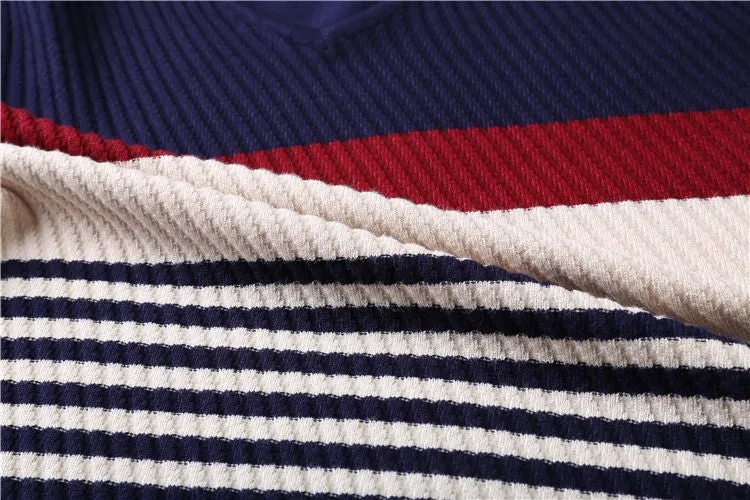 Men's Knitted Striped V-Neck Slim Fit Sweater