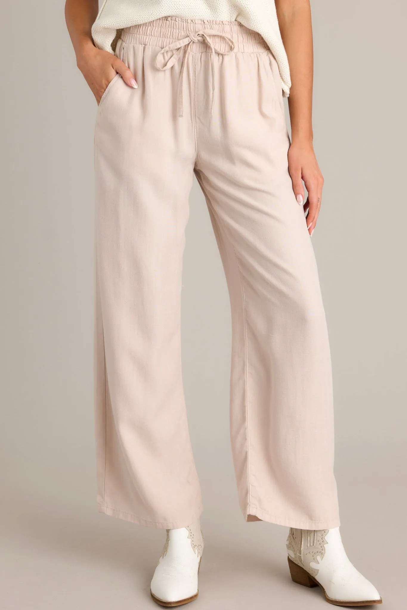 Midnight Comfort Beige Wide Leg Pants