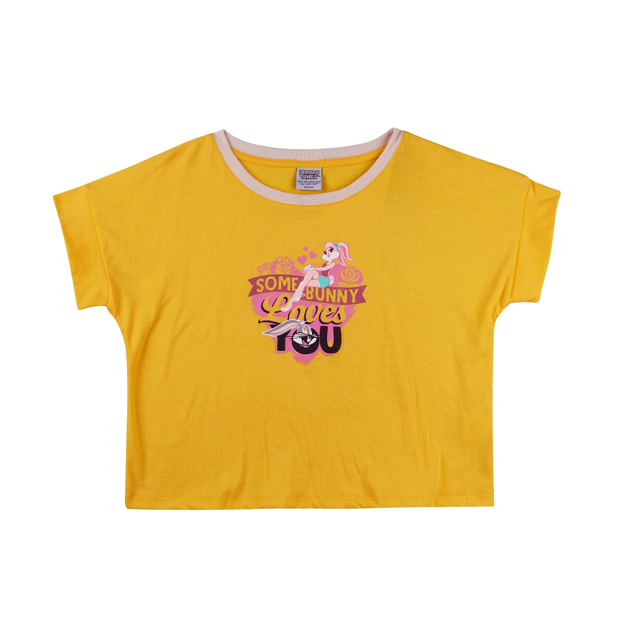 RRJ x Looney Tunes Ladies Basic Tees Crop Fitting CVC Jersey Fabric 167796-U (Yellow)