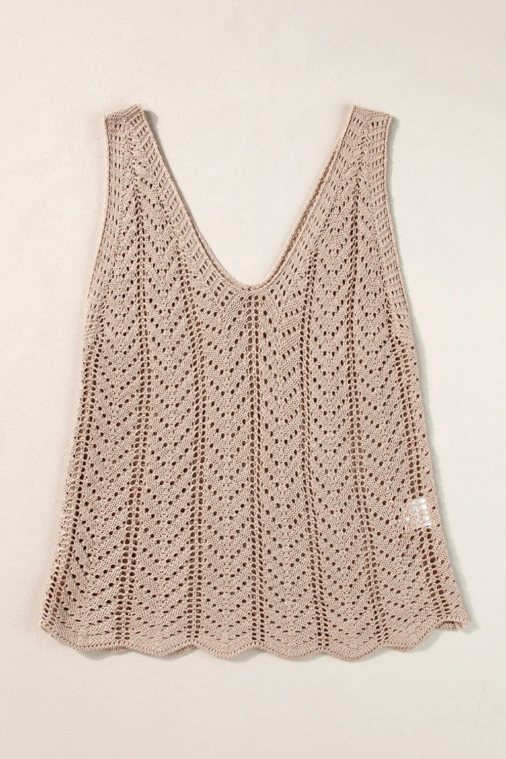 Scalloped Hem Crochet Knit Vest