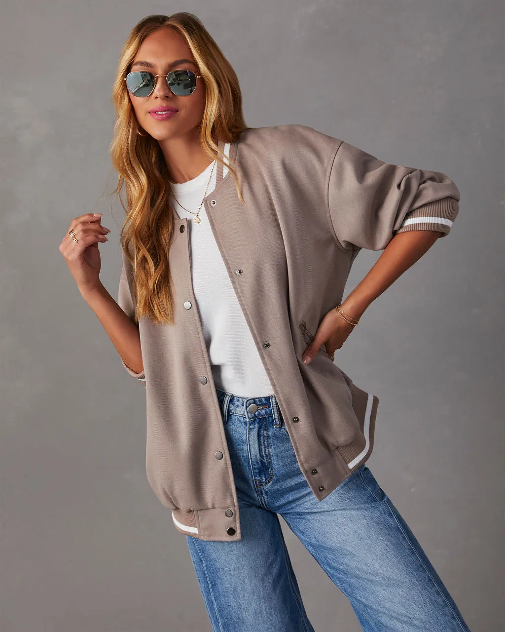 Sideline Chic Varsity Bomber Jacket