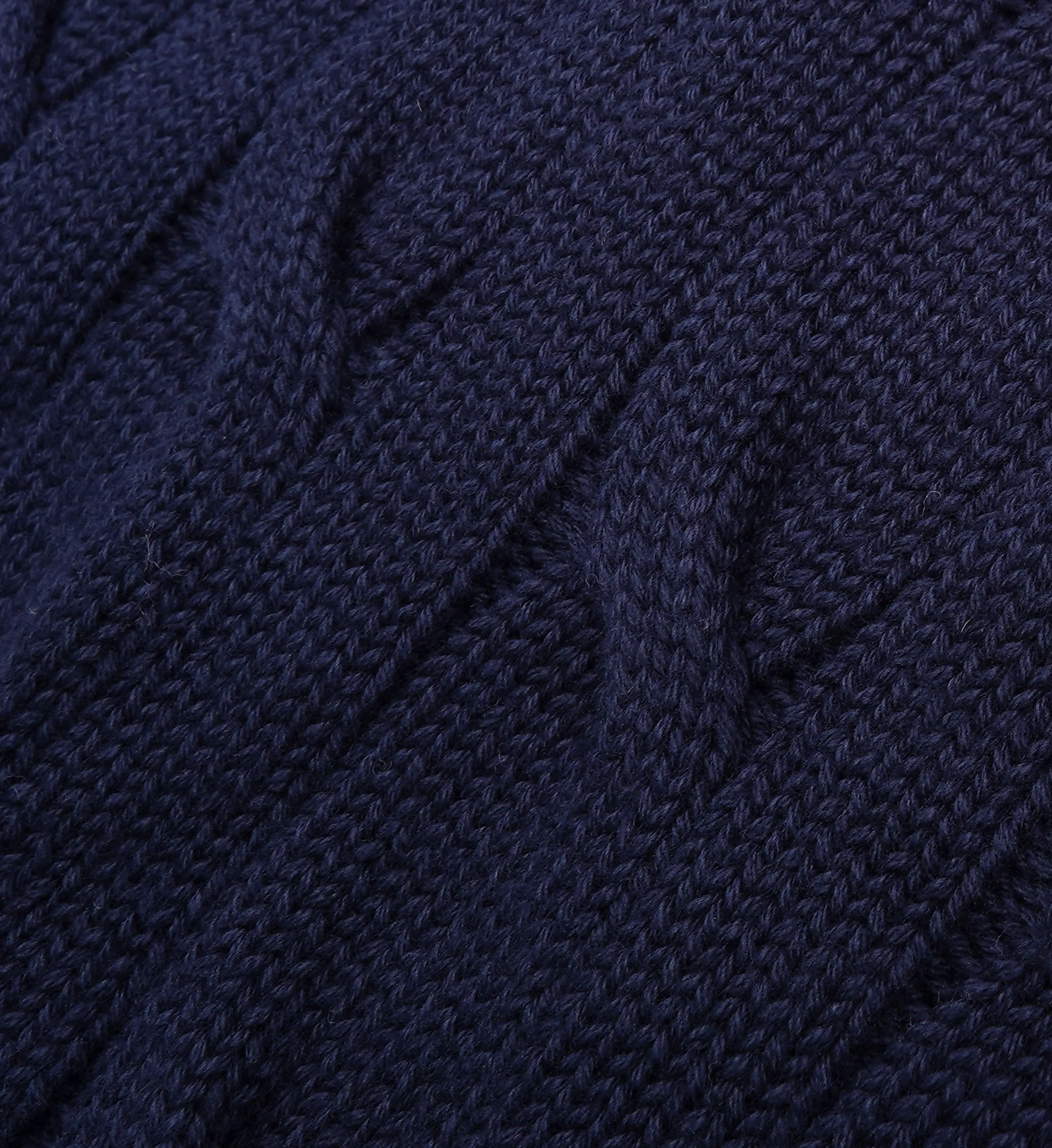 SRC Cableknit V-Neck Sweater - Navy/White