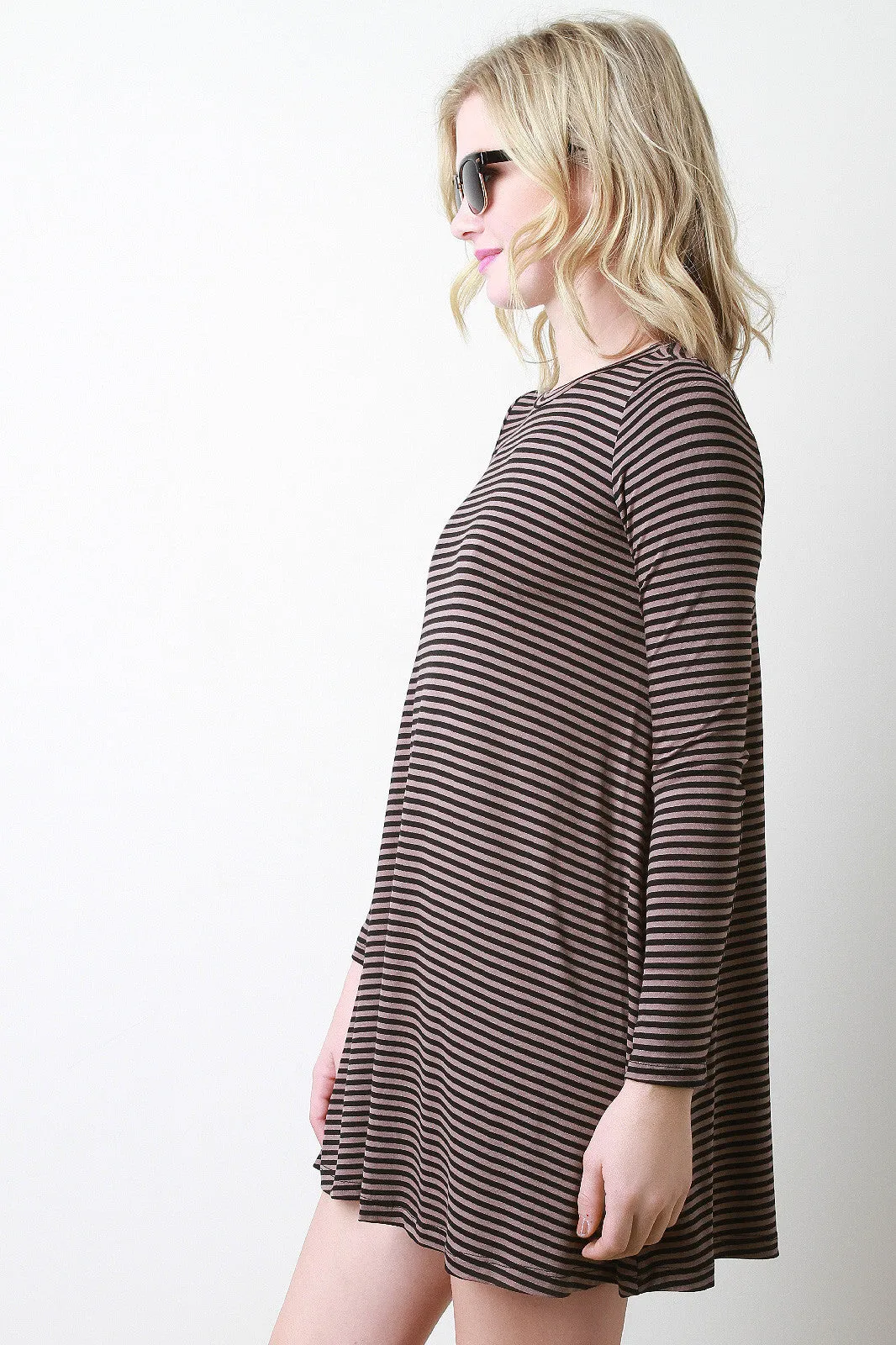 Striped Long Sleeves Shift Dress