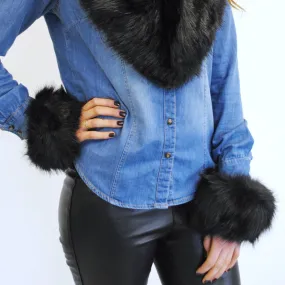 Talya Luxury Black Faux Fur Wristlet Cuffs