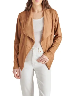 Trend4us Women's Chic Faux Suede Draped Collar Jacket