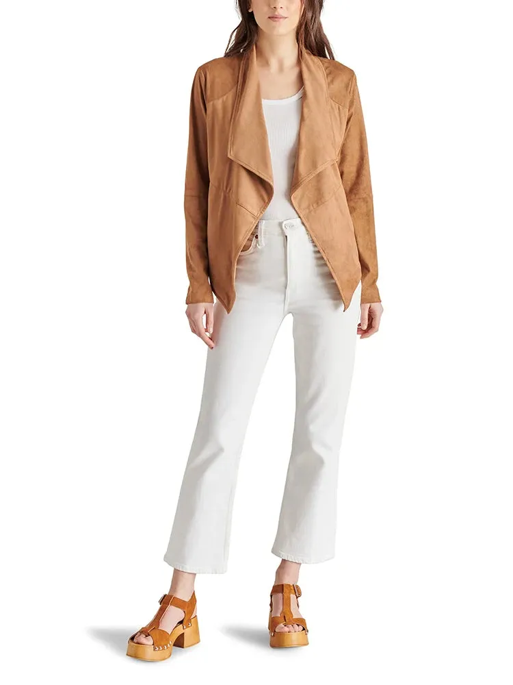 Trend4us Women's Chic Faux Suede Draped Collar Jacket