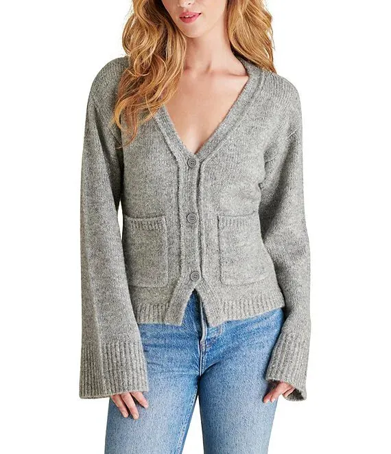 V Neck Bell Sleeve Cardigan