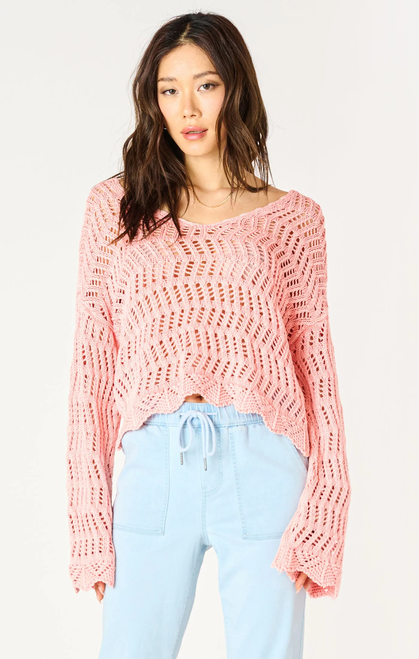 V-neck Crochet Sweater