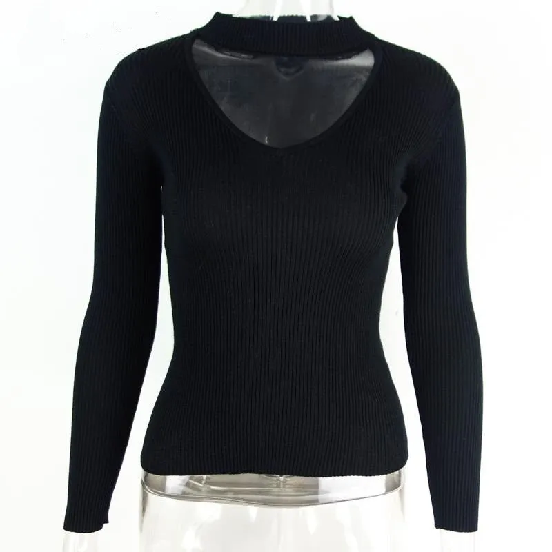 V-Neck Knitted Sweater Of Cotton