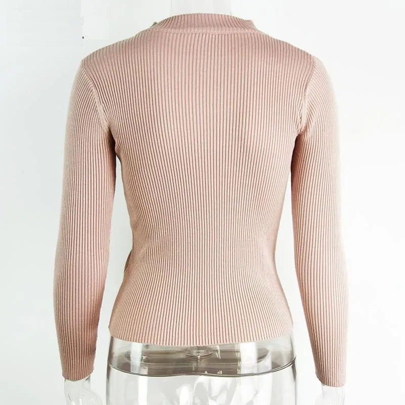 V-Neck Knitted Sweater Of Cotton