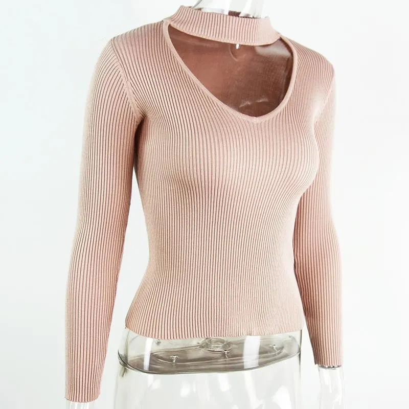 V-Neck Knitted Sweater Of Cotton