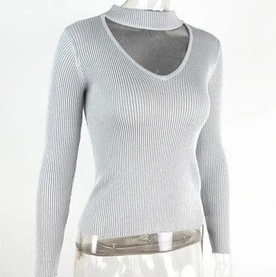 V-Neck Knitted Sweater Of Cotton