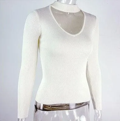 V-Neck Knitted Sweater Of Cotton