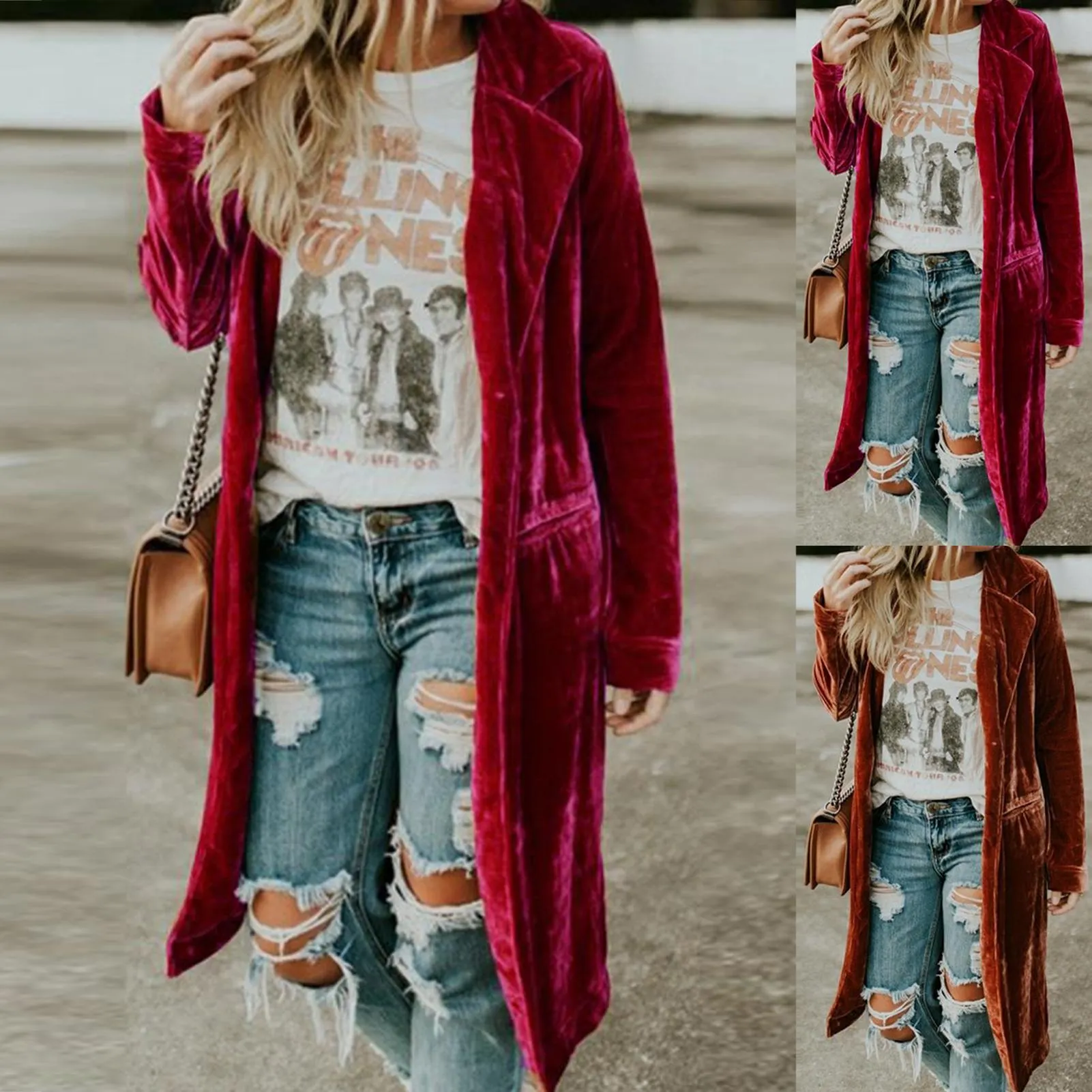 Velvet Pockets Midi Coat