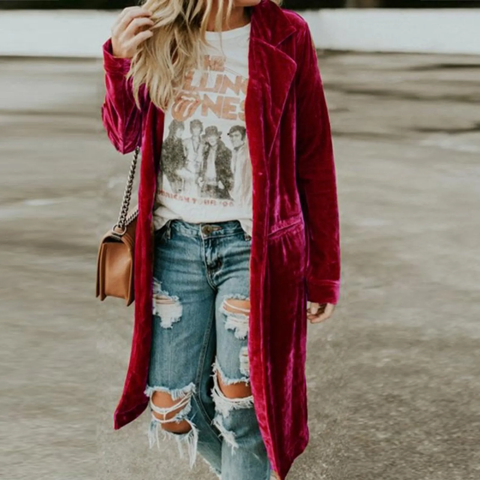 Velvet Pockets Midi Coat