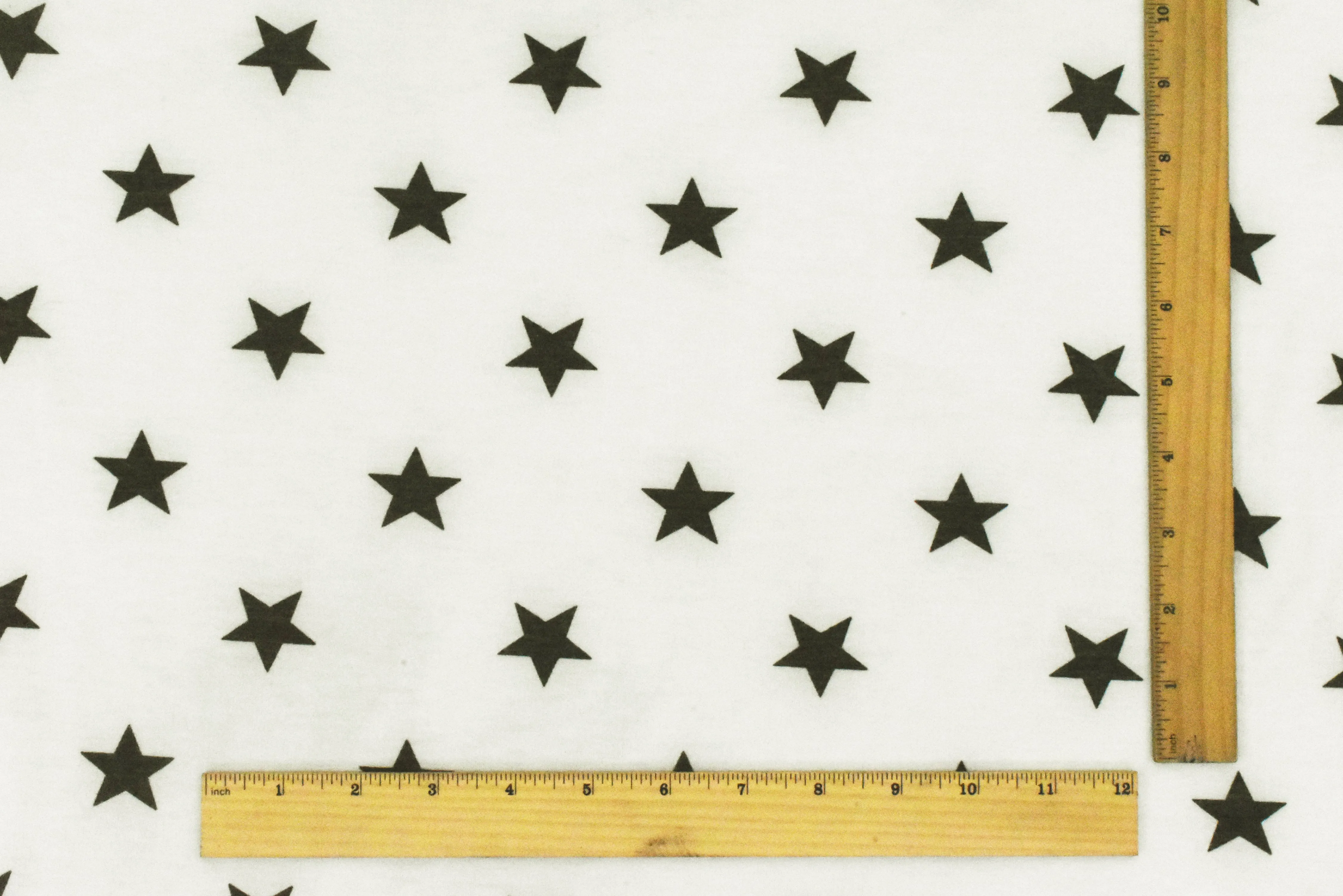 White-Faded Black Star Printed Baby French Terry Knit Fabric