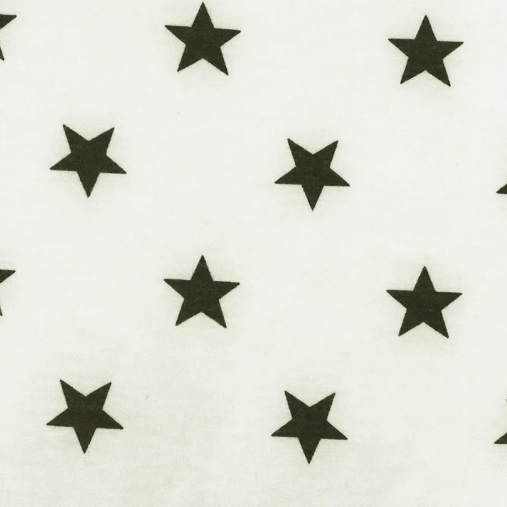 White-Faded Black Star Printed Baby French Terry Knit Fabric