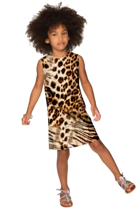 Wild Instinct Adele Brown Leopard Print Vacation Shift Dress - Girls