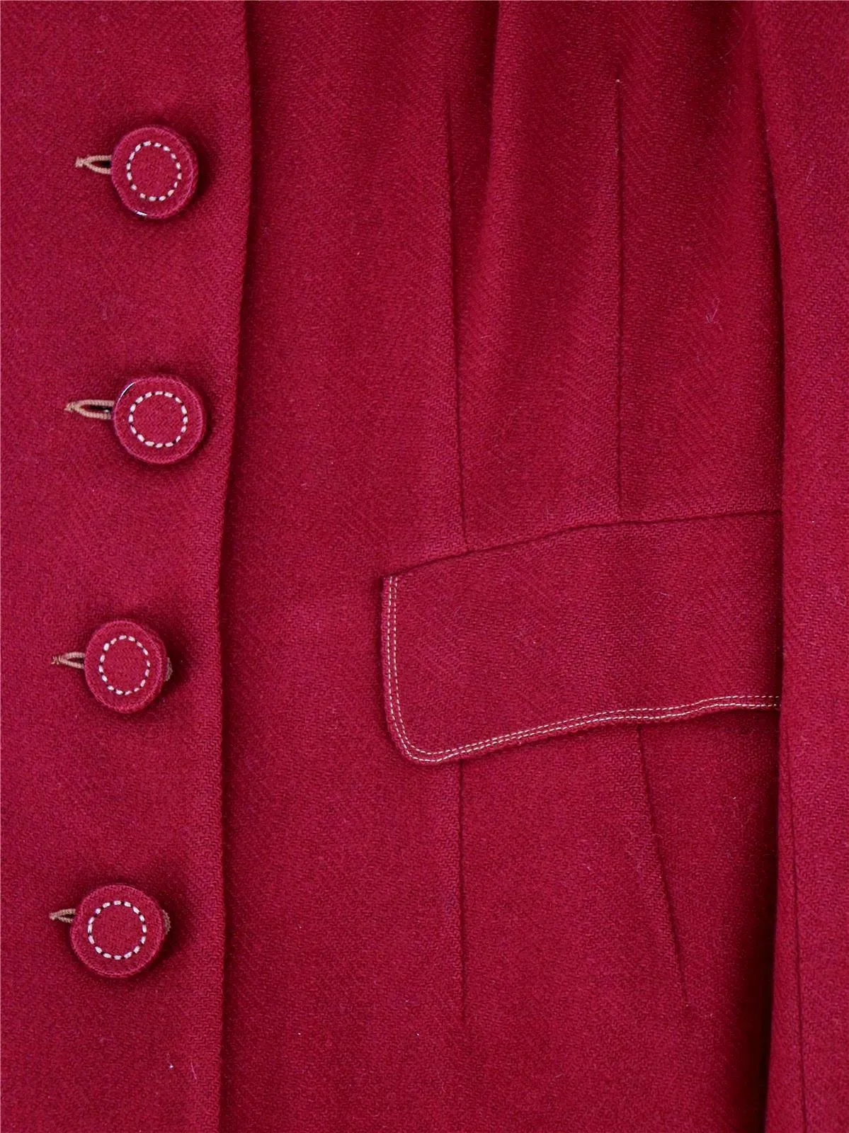 Wine Red 1940s Vintage Wool Jacket