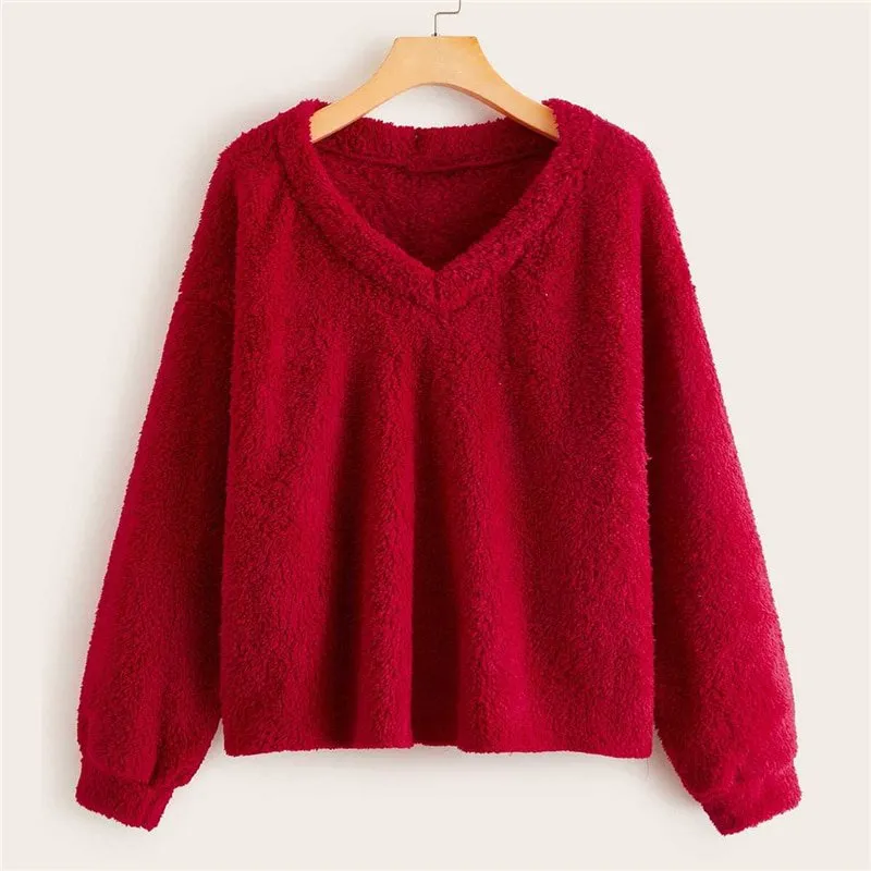 Women's Autumn Casual V-Neck Long-Sleeved Pullover