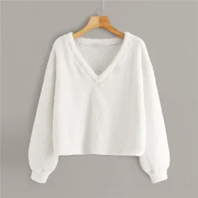 Women's Autumn Casual V-Neck Long-Sleeved Pullover