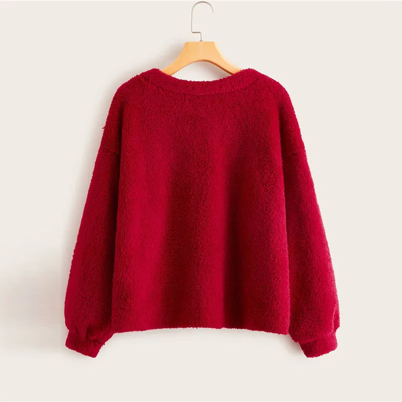 Women's Autumn Casual V-Neck Long-Sleeved Pullover