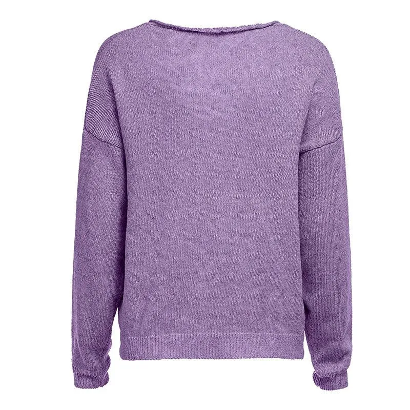 Women's Autumn/Winter Casual Knitted V-Neck Loose Sweater