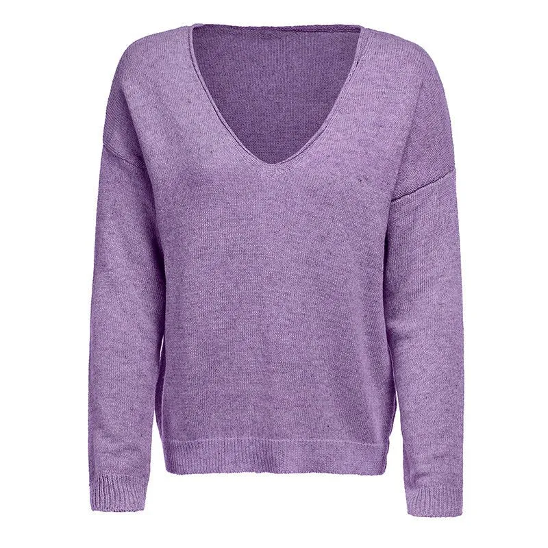 Women's Autumn/Winter Casual Knitted V-Neck Loose Sweater