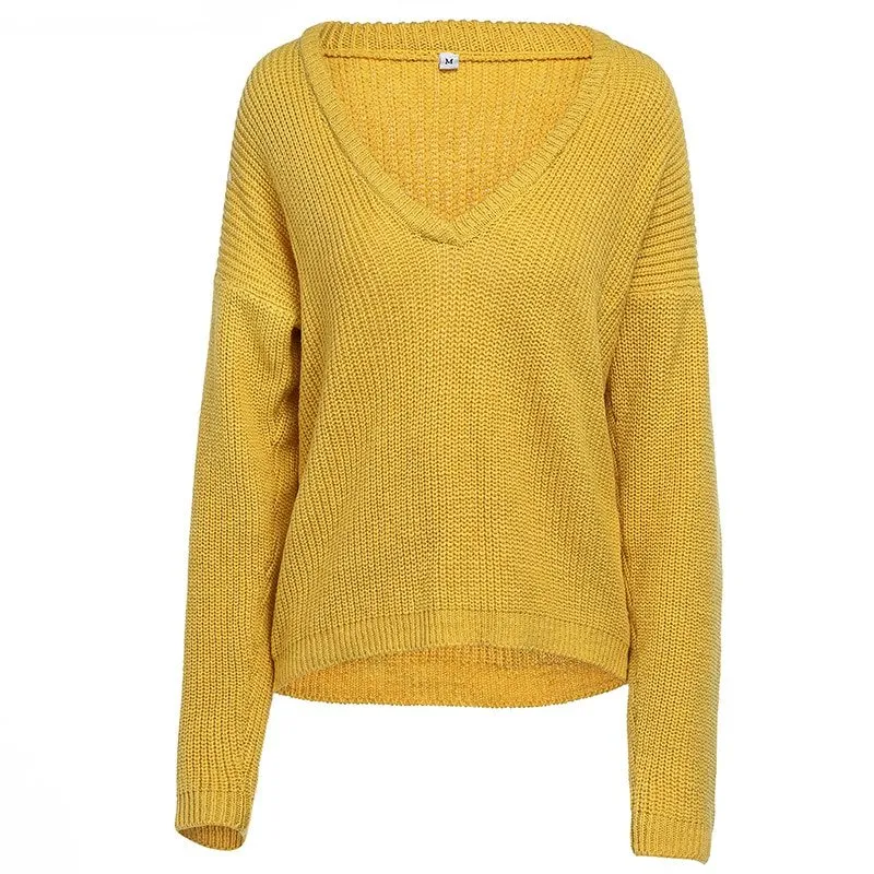 Women's Autumn/Winter Casual V-Neck Knitted Sweater