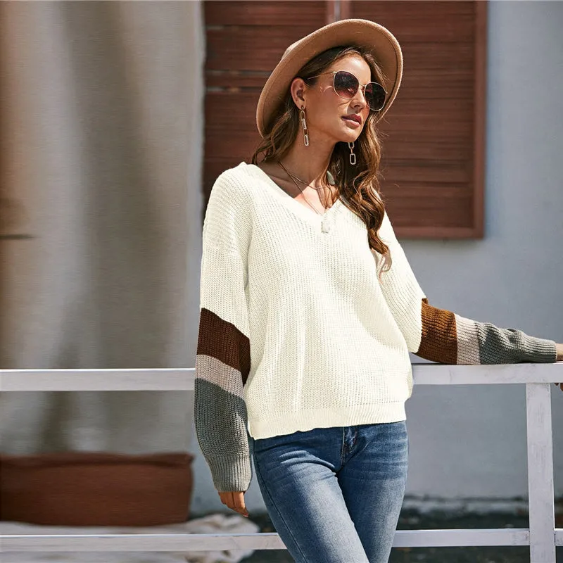 Women's Autumn/Winter Casual V-Neck Slim Stretchy Pullover