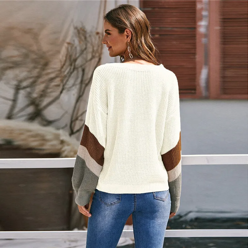 Women's Autumn/Winter Casual V-Neck Slim Stretchy Pullover