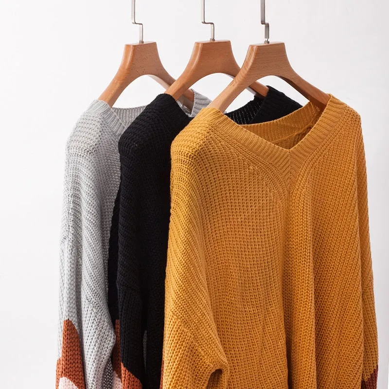 Women's Autumn/Winter V-Neck Loose Knitted Sweater