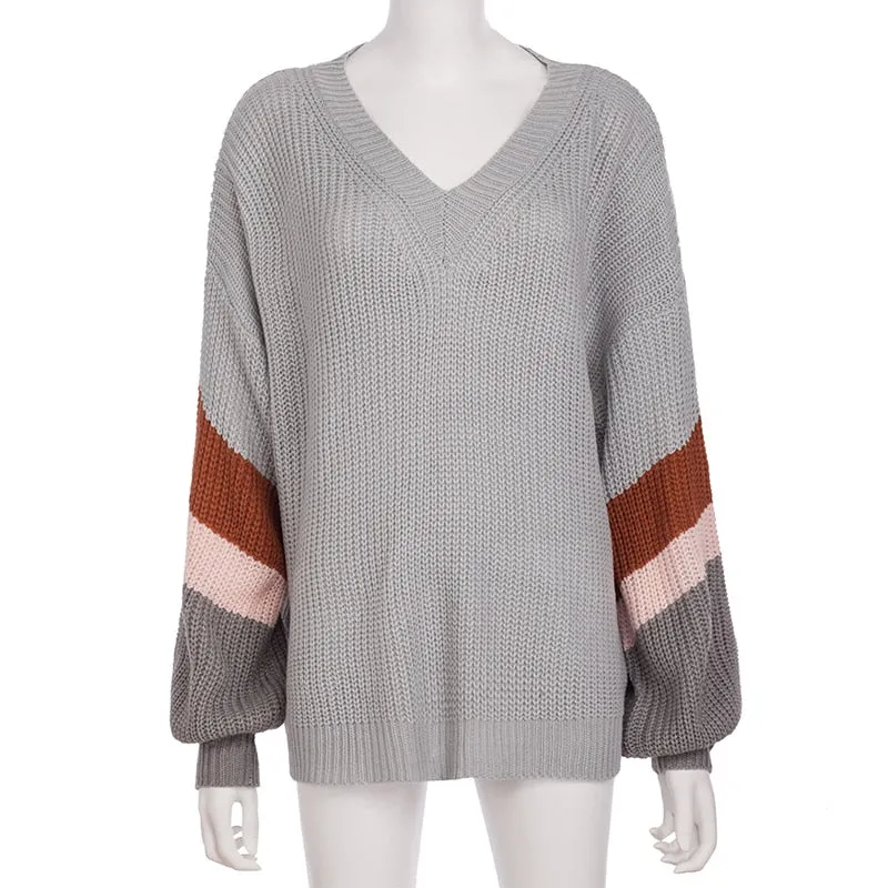 Women's Autumn/Winter V-Neck Loose Knitted Sweater