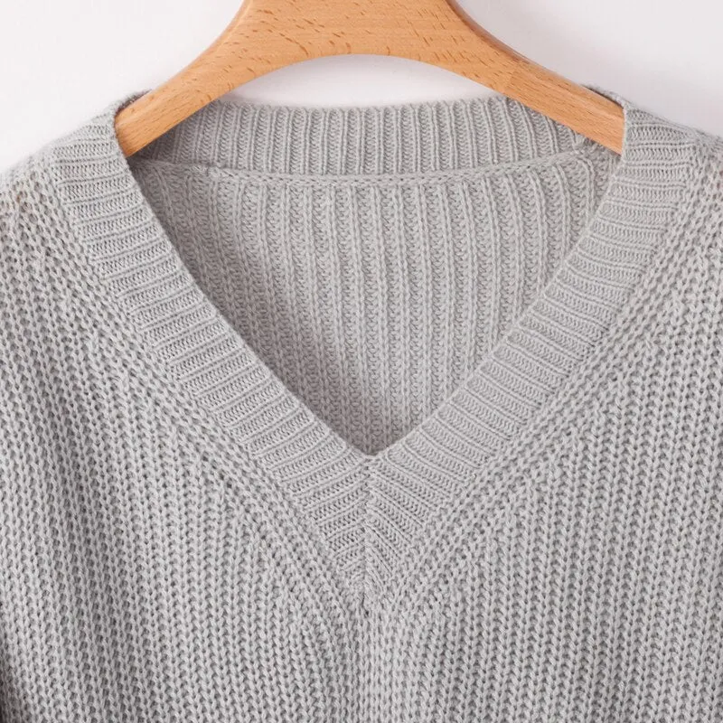 Women's Autumn/Winter V-Neck Loose Knitted Sweater