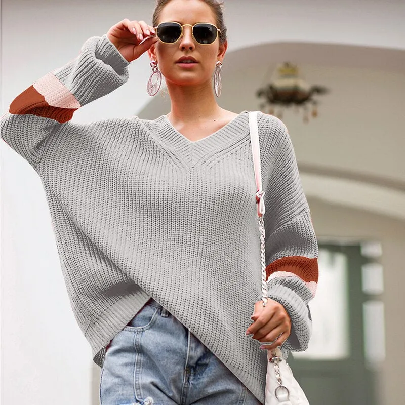 Women's Autumn/Winter V-Neck Loose Knitted Sweater