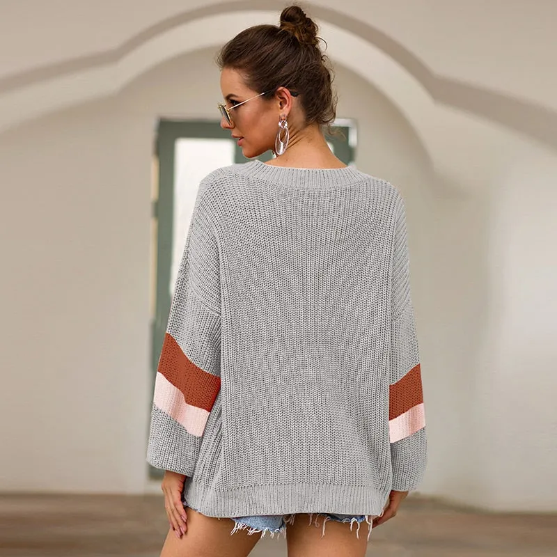 Women's Autumn/Winter V-Neck Loose Knitted Sweater