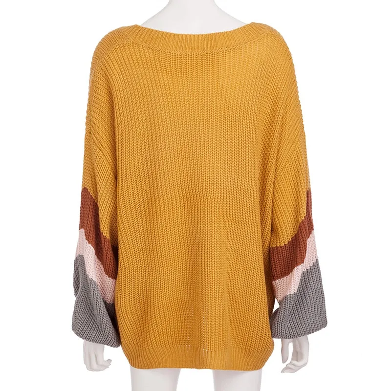 Women's Autumn/Winter V-Neck Loose Knitted Sweater