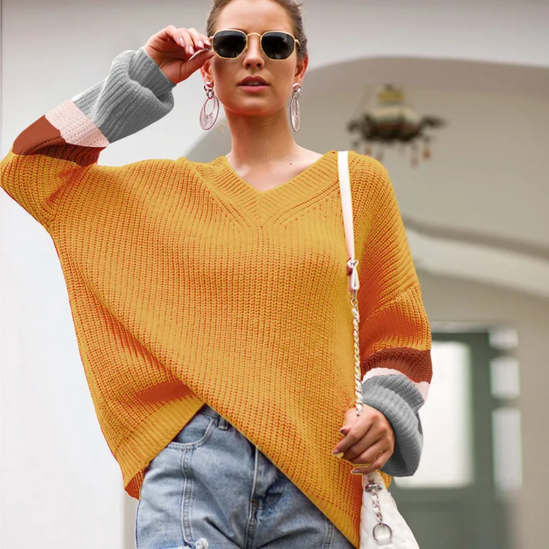 Women's Autumn/Winter V-Neck Loose Knitted Sweater