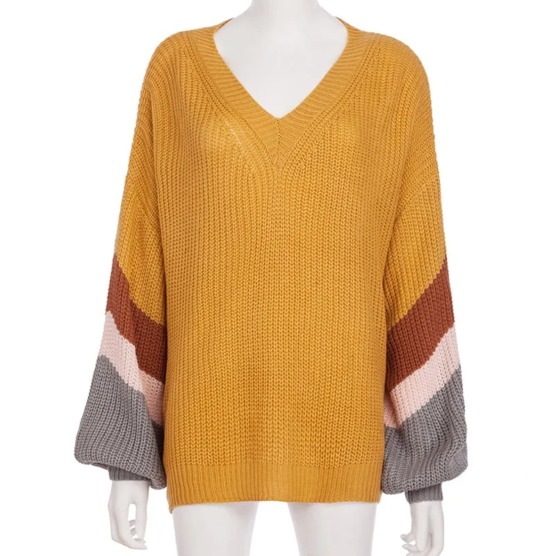 Women's Autumn/Winter V-Neck Loose Knitted Sweater