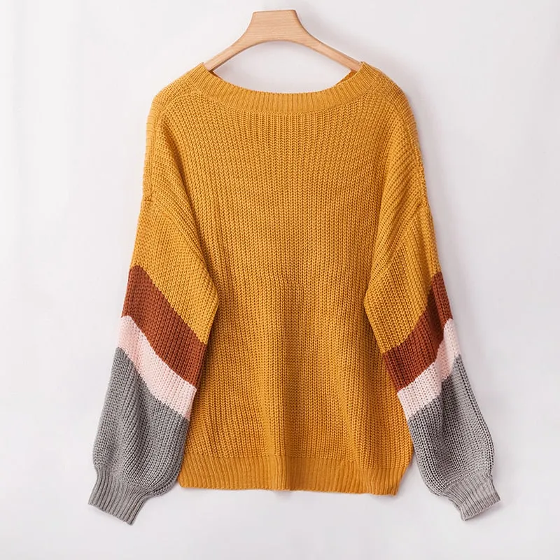 Women's Autumn/Winter V-Neck Loose Knitted Sweater