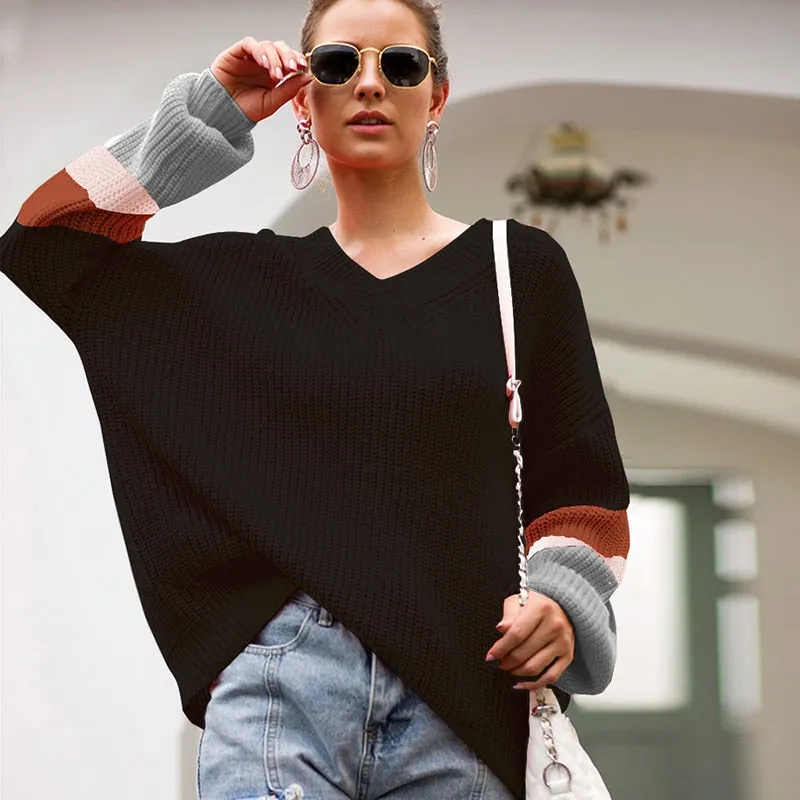 Women's Autumn/Winter V-Neck Loose Knitted Sweater