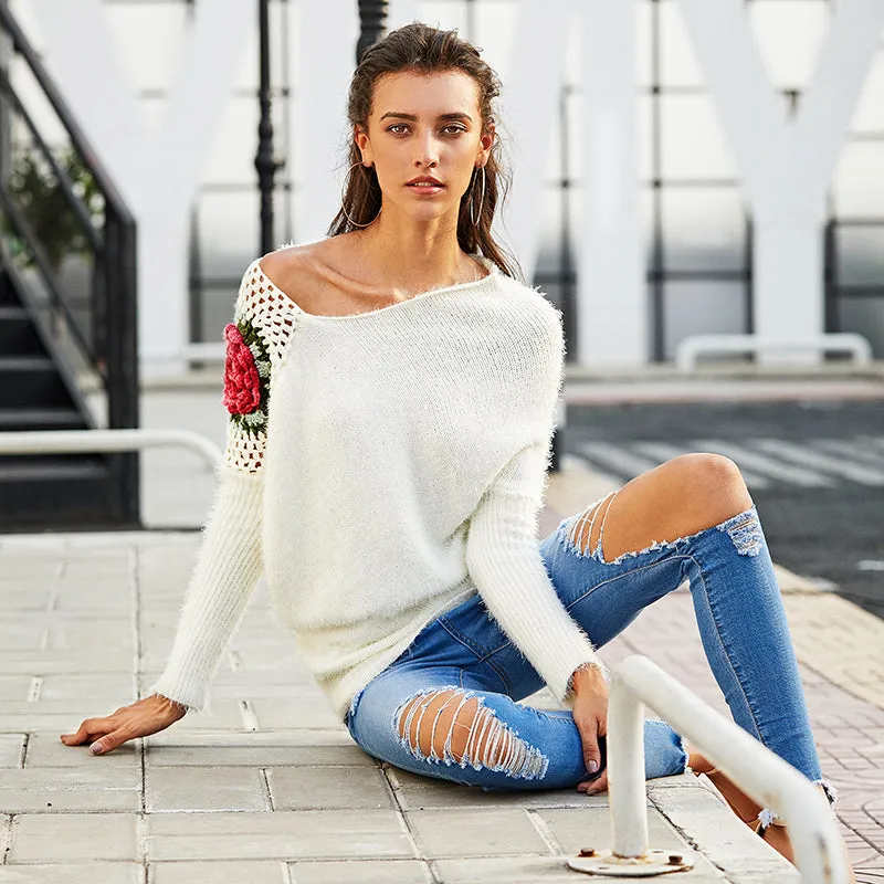 Women's Crochet Loose Embroidery Sweater